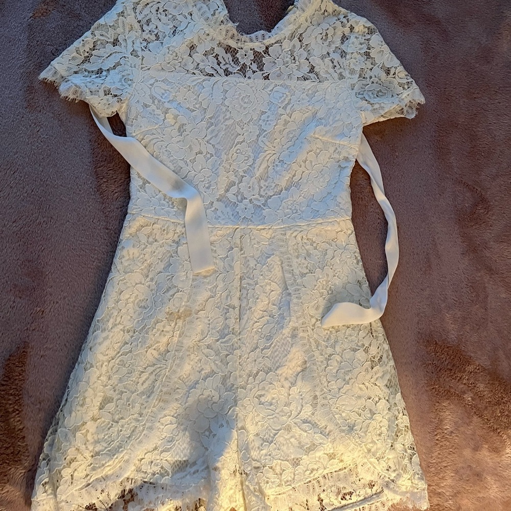 Francesca’s collection white romper, S, white.